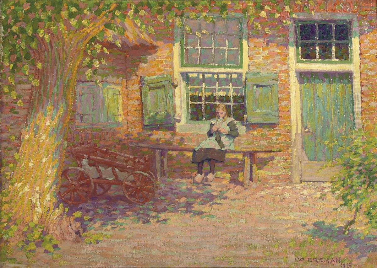 Girl In Front Of A Farm In Het Gooi Oil Painting by Co Breman