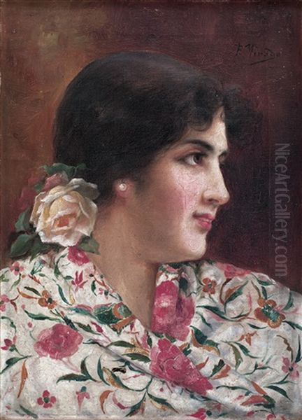 Joven Con Manton Oil Painting by Fernando Tirado Y Cardona