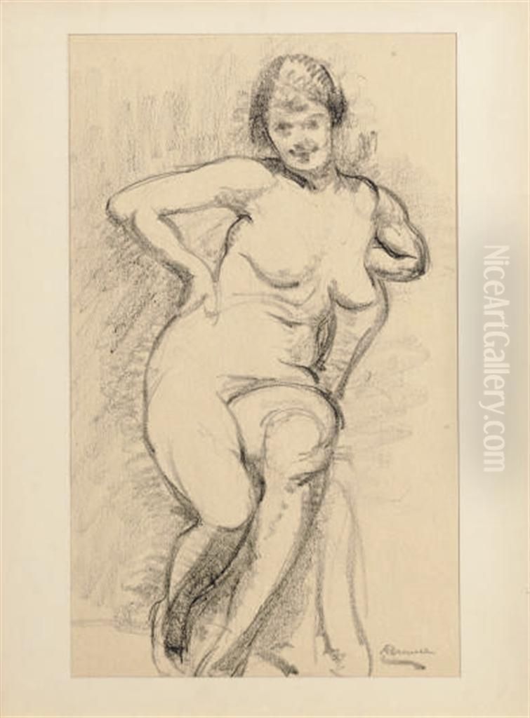 Nude Gesture Drawing; And Thirteen Companion Drawings Oil Painting by Anna Millay Bremer
