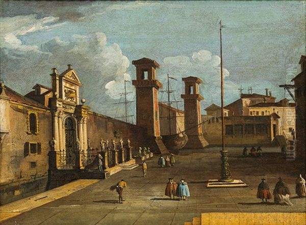 Entrance To The Arsenal In Venice Oil Painting by Francesco Tironi
