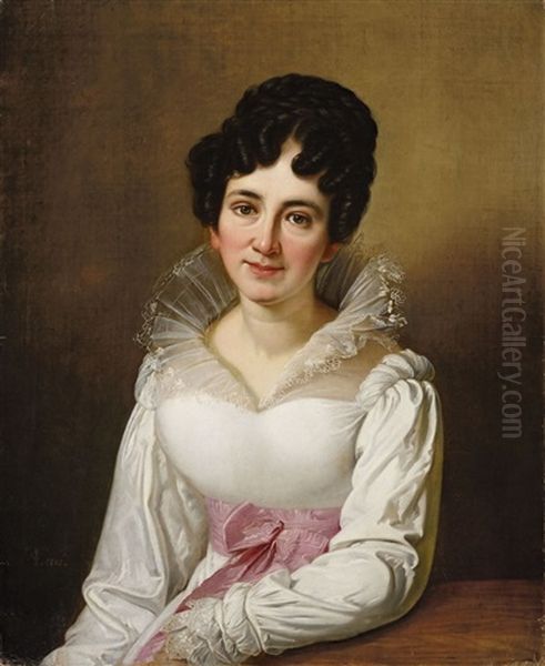 Portrait Einer Dame In Weissem Kleid Oil Painting by Carl Wilhelm (Ludwig) Tischbein