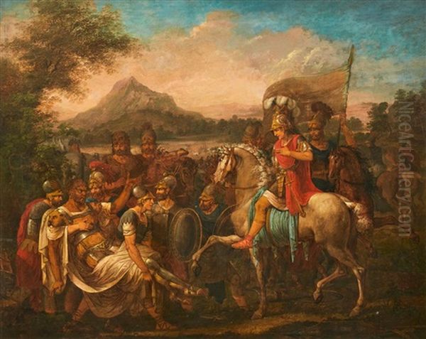 King Porus Brought Before Alexander The Great Oil Painting by Johann Heinrich Wilhelm Tischbein I