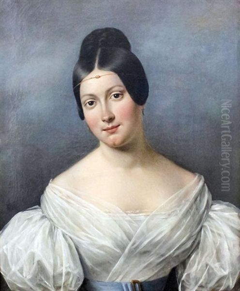 Shoulder Length Portrait Of A Young Woman Oil Painting by Johann Heinrich Wilhelm Tischbein I
