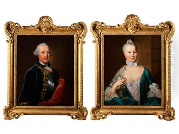 Bildnis Des Hessischen Obermarschalls Johann Carl Friedrich Von Boineburg (1727 - 1792) Sowie Bildnis Seiner Gemahlin Caroline, Geb. Von Lowenstein, Verehelicht Oil Painting by Johann Heinrich Wilhelm Tischbein I