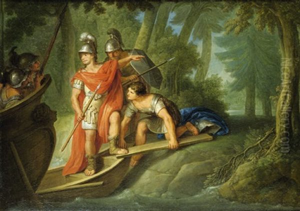 Ubaldo Und Carlo Kommen Auf Die Zauberinsel Der Armida, Um Rinaldo Zu Befreien Oil Painting by Johann Heinrich Wilhelm Tischbein I