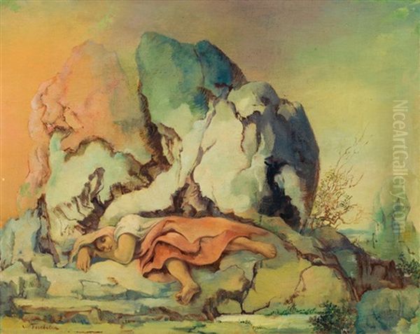 Sleeping Woman Oil Painting by Victor Tischler