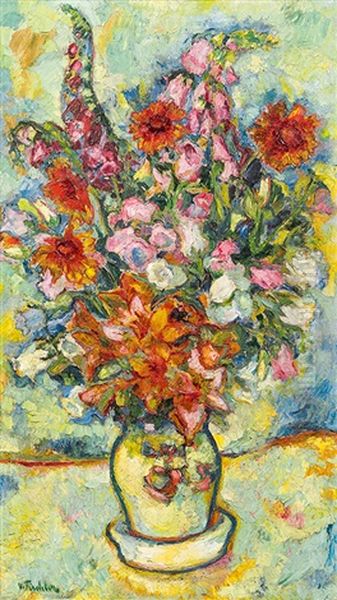 Blumenstraus In Vase Oil Painting by Victor Tischler