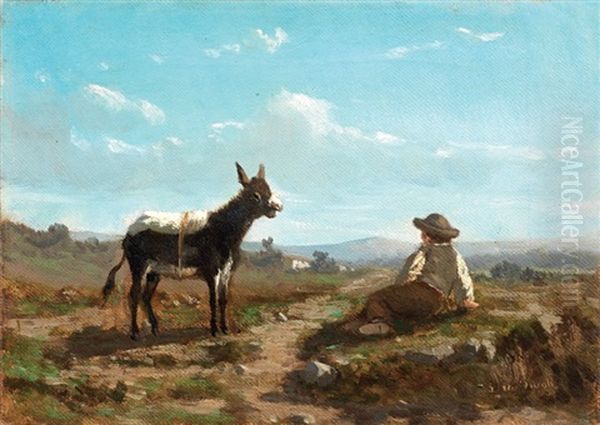 Contadinello E Ciuchino Oil Painting by Serafino de Tivoli