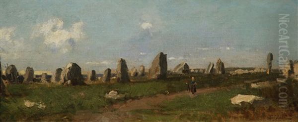 La Valle Delle Pietre A Carnac Oil Painting by Serafino de Tivoli