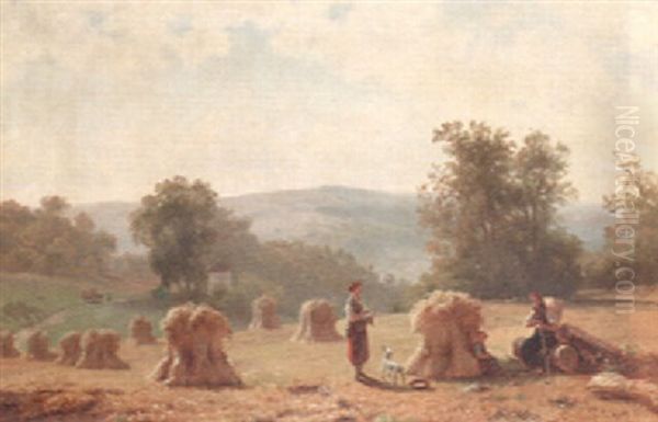 Harvest Scene Oil Painting by Jacobus Nicolaas Tjarda Van Stachouwer