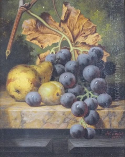 Still Life With Grapes And A Pear Oil Painting by Henry George Todd