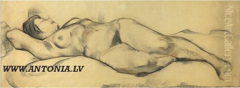 Women Nude Oil Painting by Karlis Brencens