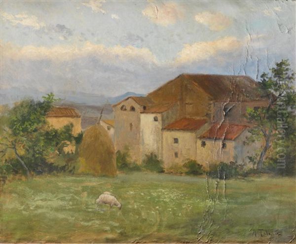 A Landscape With A Farm Oil Painting by Aurelio Tolosa Alsina