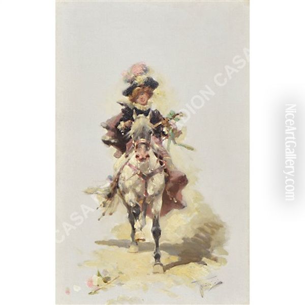 Serenata A Cavallo Oil Painting by Alfredo Tominz