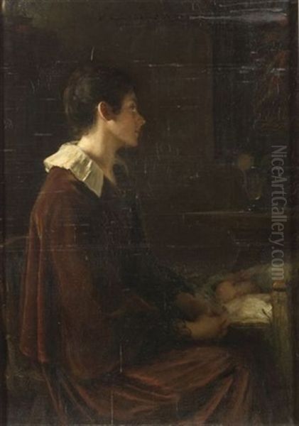 The Young Mother Oil Painting by Frank Hector Tompkins