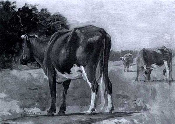 Cattle Grazing Oil Painting by Frank Hector Tompkins
