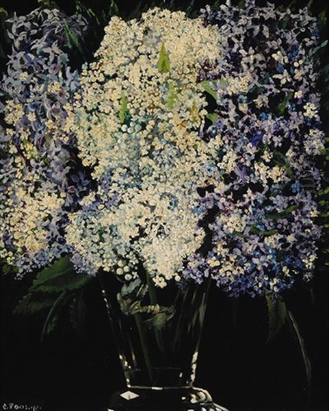 Bouquet With Lilac Tree And Rowanberry Oil Painting by Charley Toorop