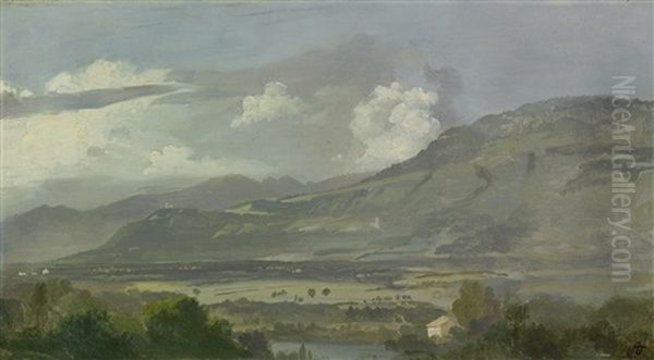 Alpine Landscape Near Geneva With A View Of Les Voirons Oil Painting by Wolfgang Adam Toepffer