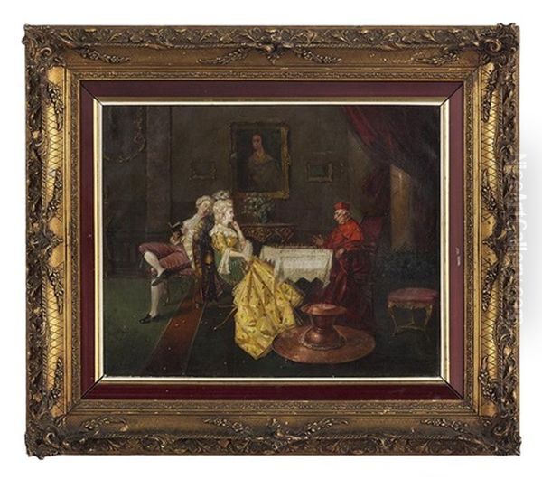 A Spirited Game Of Chess Oil Painting by Sinibaldo Tordi