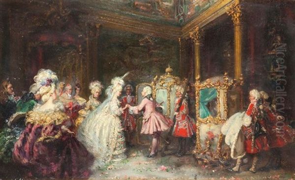 Incontro A Corte Oil Painting by Sinibaldo Tordi