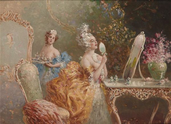 Eine Dame Bei Der Morgentoilette Oil Painting by Sinibaldo Tordi