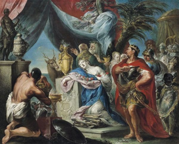 Sacrificio Di Ifigenia: Die Opferung Der Iphigenie Oil Painting by Felice Torelli