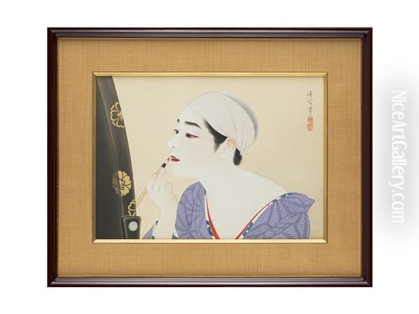 Mekeup Oil Painting by Torii Kiyonobu