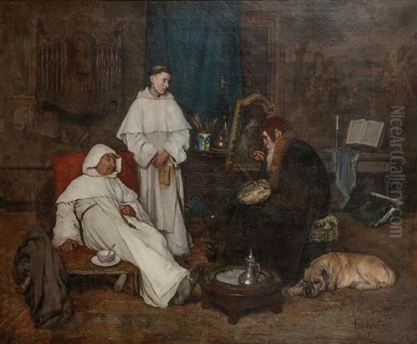 Peintre Peignant Un Moine Dominicain Oil Painting by Stanislas Torrents Y De Amat