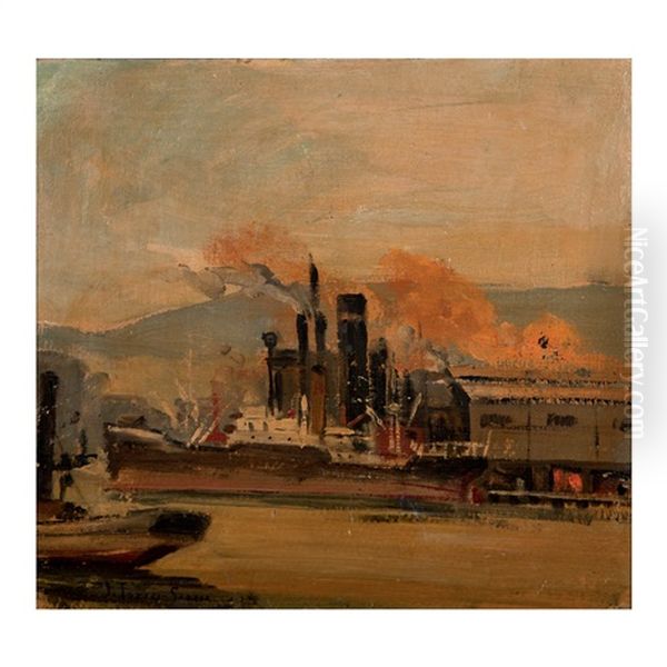 Port De Barcelone Oil Painting by Joaquin Torres-Garcia