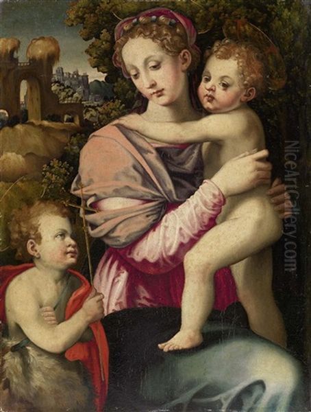 Madonna Con Bambino E San Giovannino Oil Painting by Michele Tosini