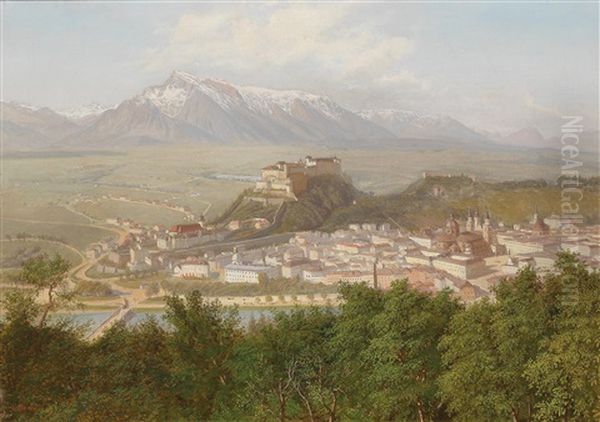 View Of Salzburg Oil Painting by Alois Tott