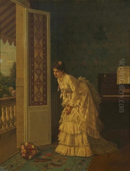 The Surprise Bouquet Oil Painting by Toulmouche Auguste