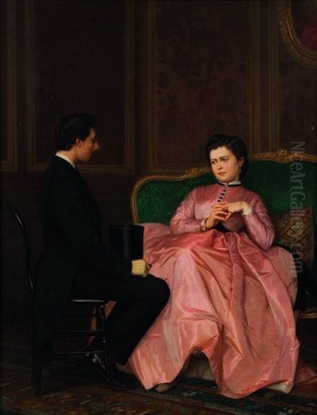 Le Rendez-vous Galant Oil Painting by Toulmouche Auguste