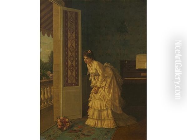 The Surprise Bouquet Oil Painting by Toulmouche Auguste