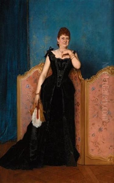 Portrait D'une Elegante En Tenue De Bal Oil Painting by Toulmouche Auguste
