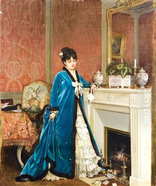 La Lettre Oil Painting by Toulmouche Auguste