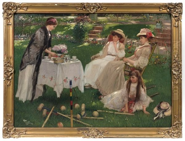 Le The Au Jardin Oil Painting by Fernand Toussaint