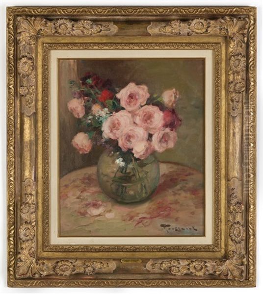 Floral Still Life Oil Painting by Fernand Toussaint