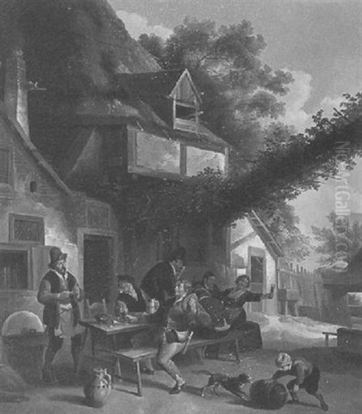 Voor De Herberg Oil Painting by Lodewijk Jan Petrus Toutenel