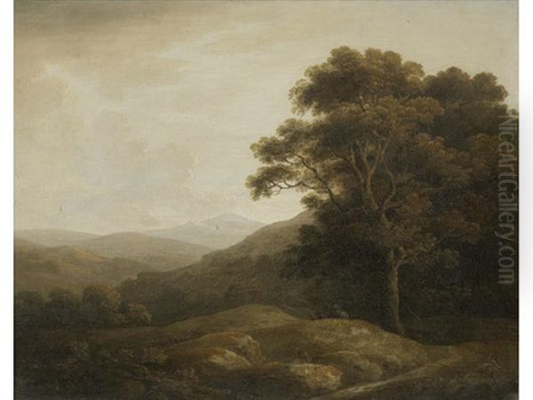 Looking North From The Lower Slope Of Snowdon Oil Painting by Francis Towne