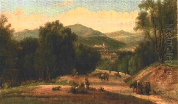 Col De Nice, Vue Sur Le Monastere De Cimiez Oil Painting by Ercole, Hercule Trachel