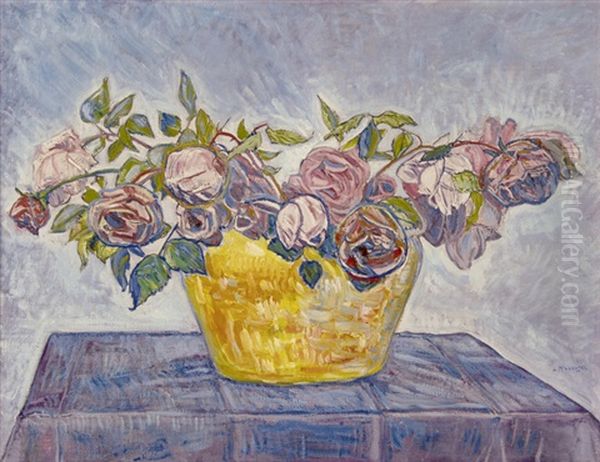 Bouquet De Roses Oil Painting by Albert Trachsel