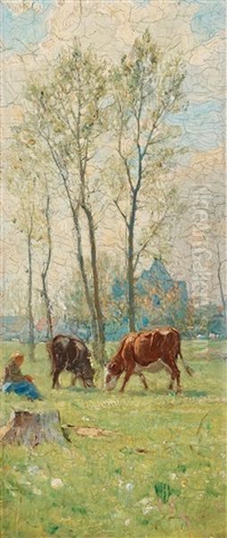 Spring Landscape From Grez Oil Painting by Carl Ludwig Traegardh