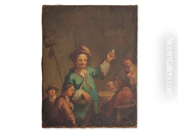 Rat Poison Seller Oil Painting by Johann Georg Trautmann