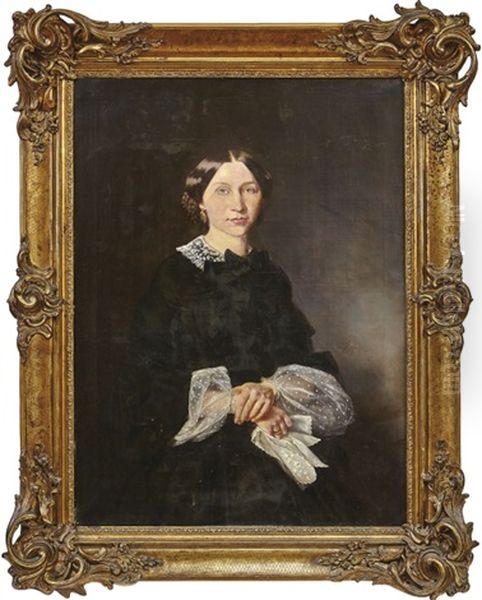 Bildnispendants Eines Mannheimer Fabrikantenpaares Oil Painting by Willem Karl Frederik Travers