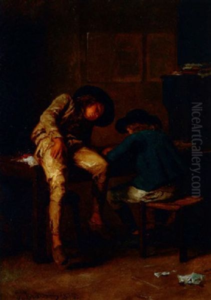 Les Deux Freres Oil Painting by Jean-Baptiste Jules Trayer