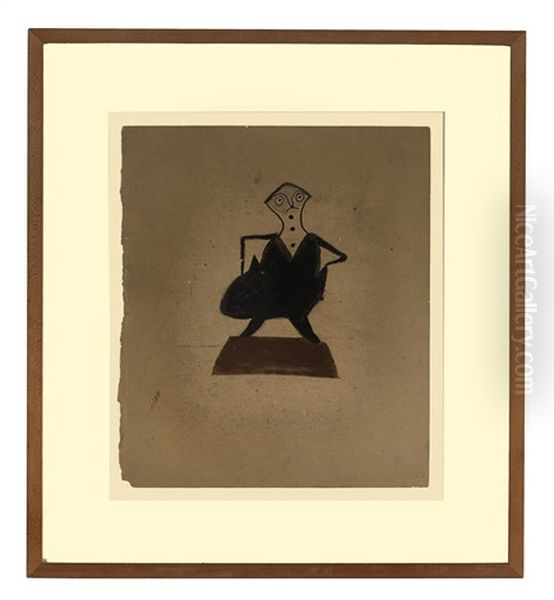 Man On Stand Oil Painting by Bill Traylor
