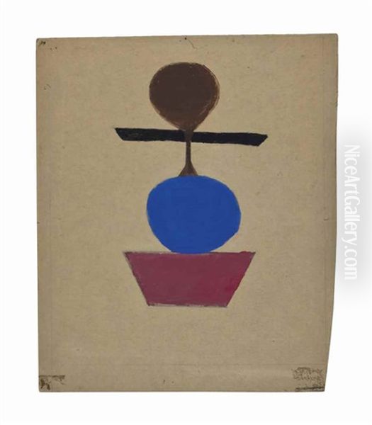 Red, Blue, Black And Brown Construction Oil Painting by Bill Traylor