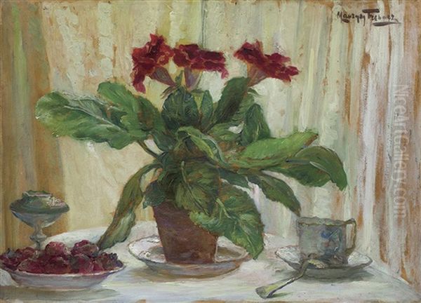 Gloxinia Oil Painting by Maurycy Trebacz