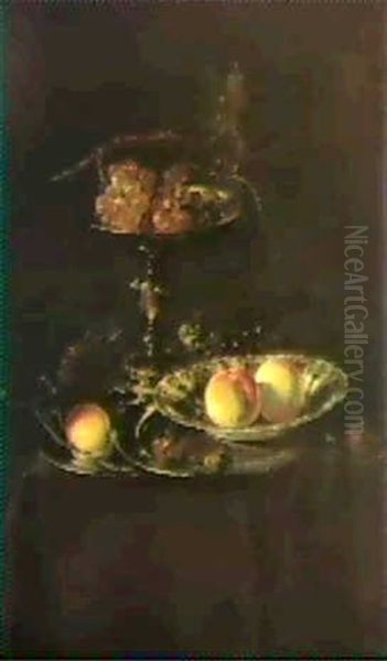 Stilleben Mit Silbertazza Oil Painting by Jan Jansz. Treck